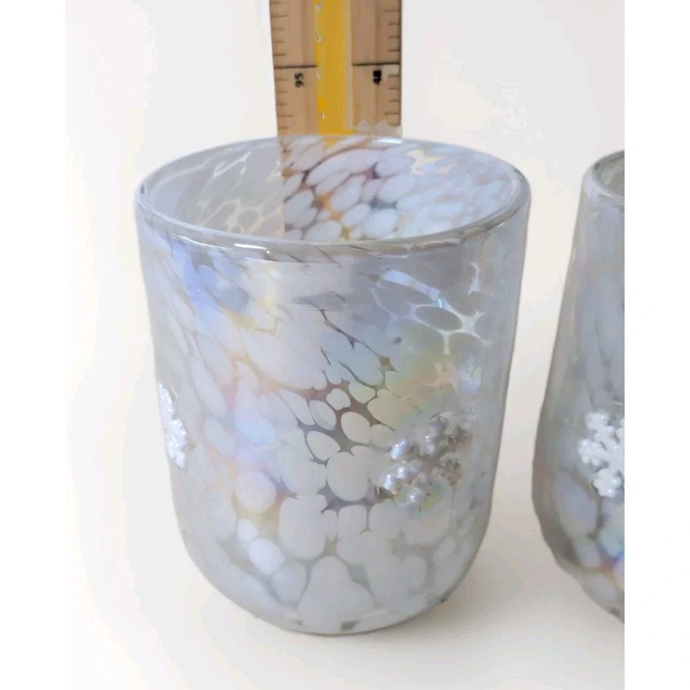 Anthropologie Festive Icon Juice Glass Luster Snowflake 17 Oz New